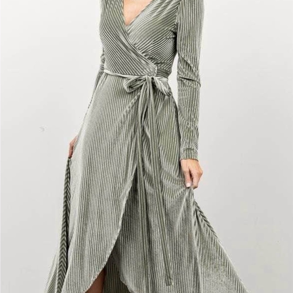 Baltic Born Sage Long Sleeve Wrap Dress